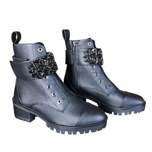 Karl Lagerfeld Payson Womens Black Beaded Ankle Boot Size 5.5